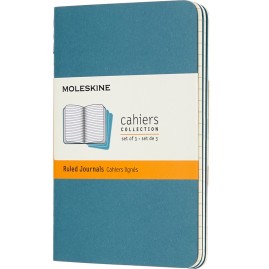 Блокнот MOLESKINE CAHIER JOURNAL POCKET, линейка, голубой