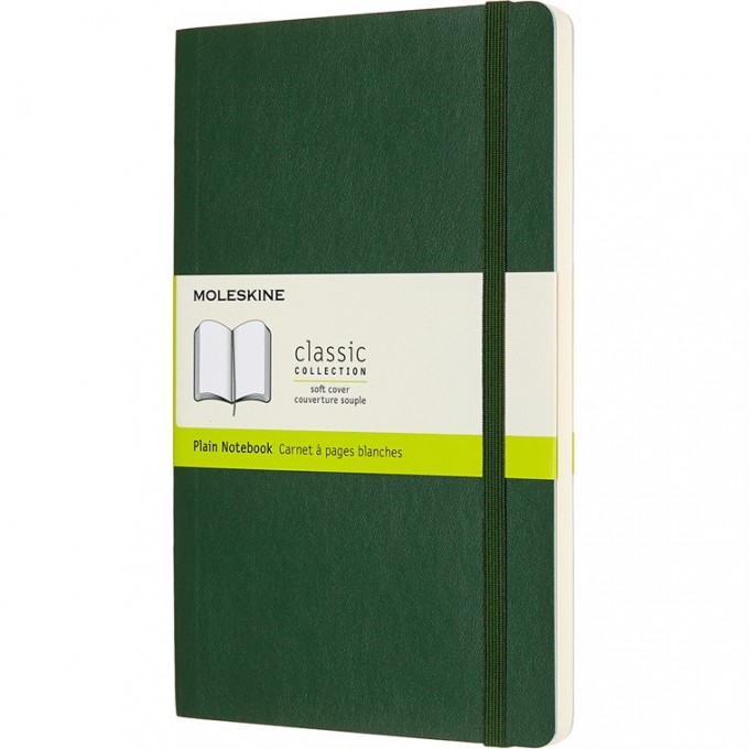 Блокнот MOLESKINE CLASSIC SOFT LARGE, нелинованный, зеленый QP618K15
