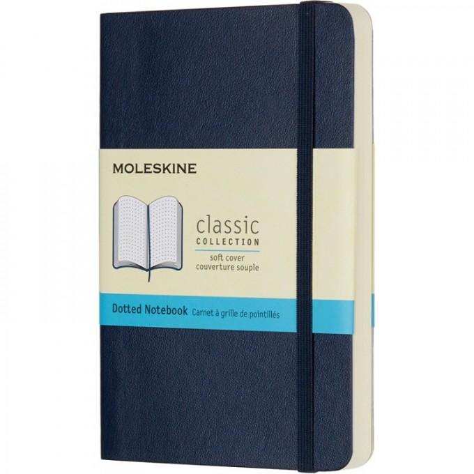 Блокнот MOLESKINE CLASSIC SOFT POCKET, пунктир, синий сапфир QP614B20