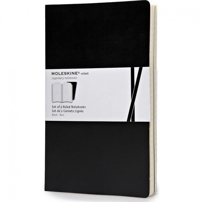 Блокнот MOLESKINE VOLANT LARGE, нелинованный, черный QP723BK