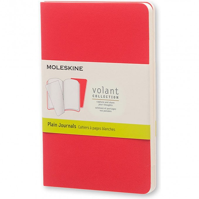 Блокнот MOLESKINE VOLANT POCKET, нелинованный, бордовый/красный QP713F14F2